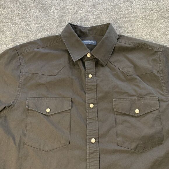 Double Pump Western Pearl Snap Shirt Mens Button Up Plain Black Size L Large - Picture 2 of 10
